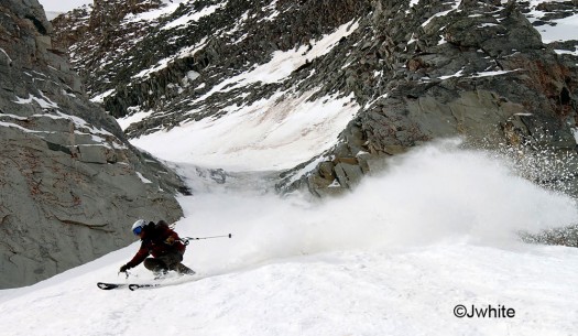 Getting some pow below the couloir