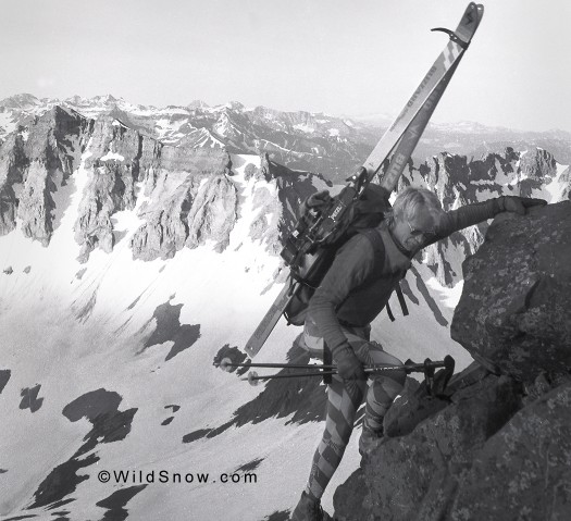 Jeff Lowe on Mount Sneffels ski mountaineering 1987.