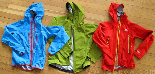 Left to right, Dynafit Patroul GTX, Westcomb Shift Hoody, Mountain Equipment Firefox.