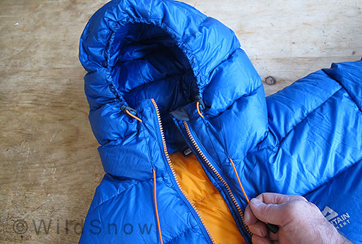 Mountain Equipment Xero jacket onehanded hood drawstring tighten.