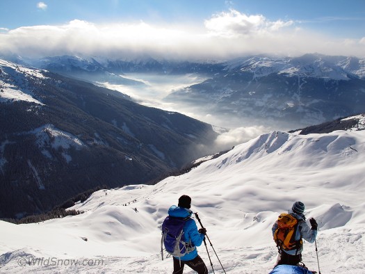 From the top of Gamskopf, looking down on the region of Zillertal.