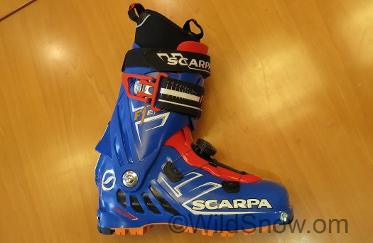 Scarpa F1 Evo to be retailed 2014-15 comes in at claimed weight of  <> 1,130 grams, size 27. Features 'Tronic No Hand' mode changer, more.