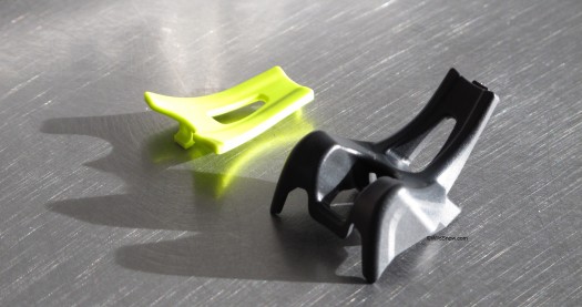 Color Clips for Vipec toe. Black one to right is designed to compensate for unusual boot toe shapes, yellow to left is cosmetic and can be left off.