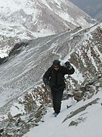 Bill charging up the East Ridge trail, a good winter route because it's almost always wind scoured. I've lost count...