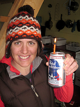 The Dirtbag Birthday Cake. I think Jessie was happy to spend her 31st on the perfect ski trip.