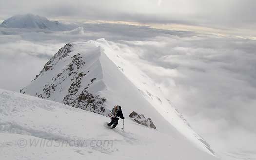 Lou up on that same ridge. 'Wow, we're skiing Denali,' was Louie's take while he snapped this photo.