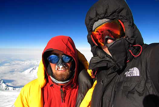 Lou and Louie on the top! It was incredibly cold on the Denali Summit, at least 10 below zero with a stiff breeze.