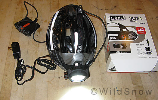 Petzl Ultra Belt headlamp lights your way for backcountry skiing or cycling.