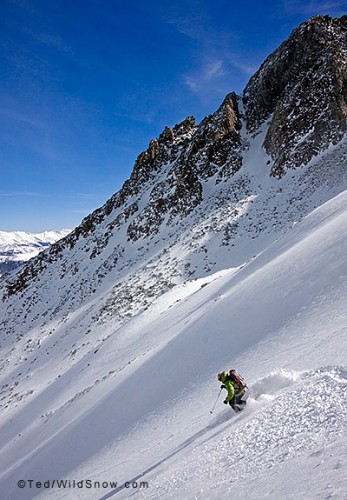 Backcountry powder skiing in Colorado.