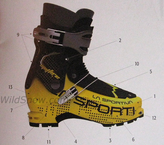 Spitfire backcountry skiing boot.
