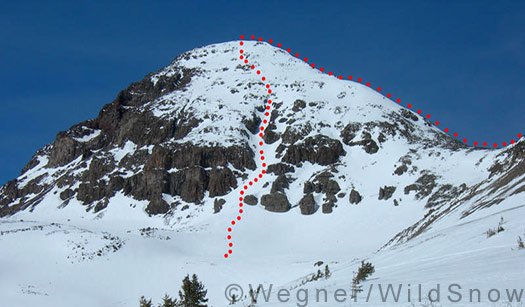 Rio Grande Pyramid backcountry skiing route.