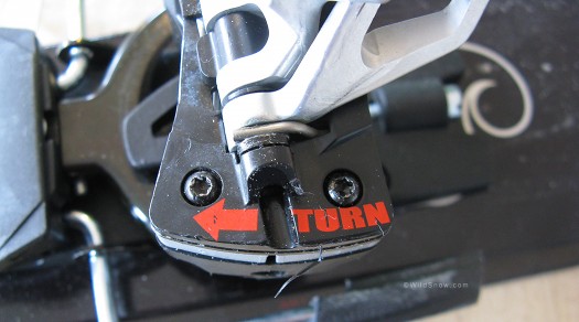 Lettering on heel unit indicates only direction it should be turned.