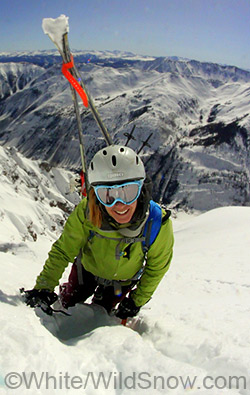 Brittany Walker backcountry skiing on Pyramid Peak, 2011
