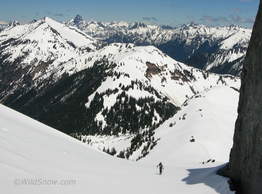Backcountry skiing on Ruth Mountain, looking northerly.