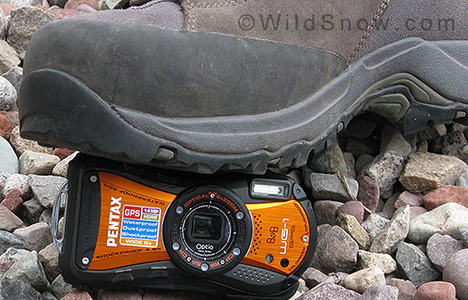 Pentax Optio WG-1 GPS camera for backcountry skiing.