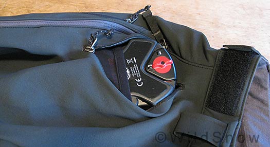 Trailbreaker pants beacon pocket inside hip pocket is perfect for ski mountaineering.
