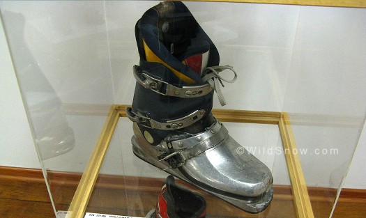Metal ski boot.