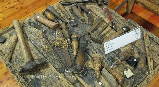 Cobbler tools perhaps used for ski boots in ancient times.