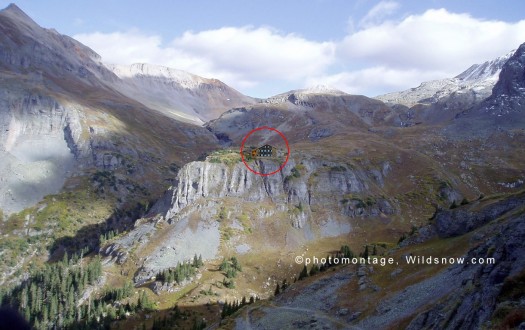 Photo-montage of possible hut in Bear Creek, Telluride.