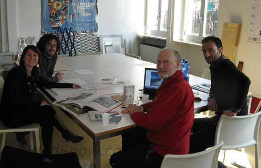 Meeting with the LEAP guys and gals. Stefano Testa to right, me, Cristiana (who graciously interpreted) and Luca.
