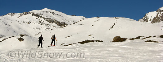 Up. Arp Veille is your basic 'lower Alps' moderate ski touring peak. 