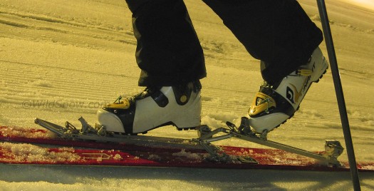 The idea is you never pick the ski up off the snow. More, your toe can also rise during the stride.
