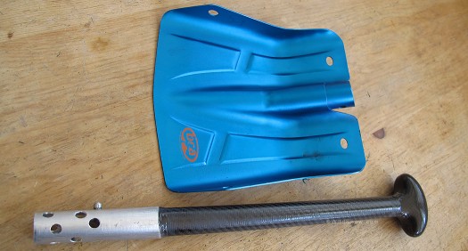 BCA B-1 shovel blade with custom adapted carbon shaft, saves more than  2 ounces over stock.