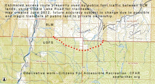 Route to access BLM lands from Prince Creek Road 