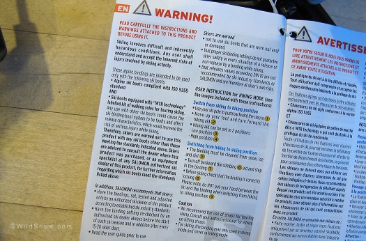 From Salomon, don't use AT boots with this binding.