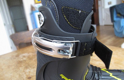 La Sportiva Spitfire backcountry skiing boot upper buckle.
