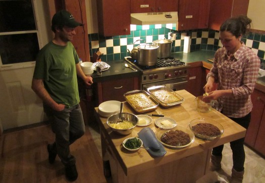 Owner Jasmine and guest Dave whip up dinner. 