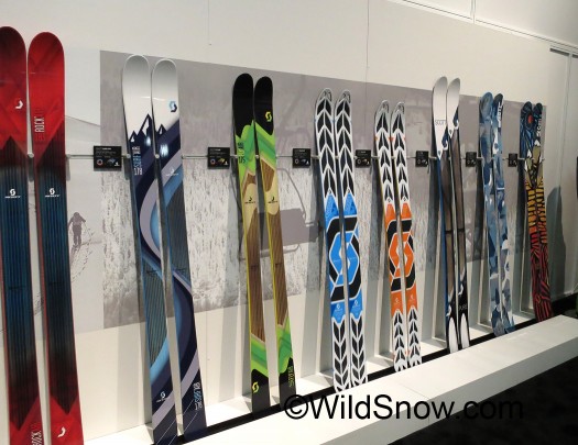 Scott ski mountaineering and alpine skis, many perfect for backcountry skiing.