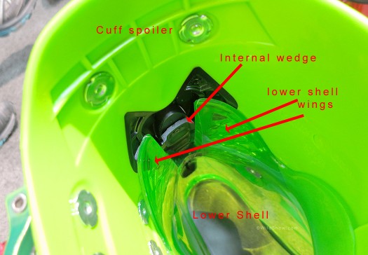K2 boot cuff wedge system for downhill security while skiing.