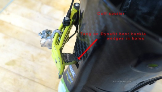 Dynafit backcountry skiing boot cuff latch.