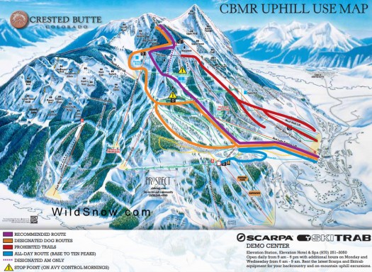 Crested Butte Mountain Resort uphilling trail map, click to enlarge.
