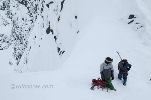 Hanging out at the top of the Couloir, in increasingly flat light. 