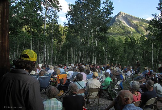 Udall memorial was held at Outward Bound basecamp, Marble, Colorado, with Whitehouse Mountain looking on.