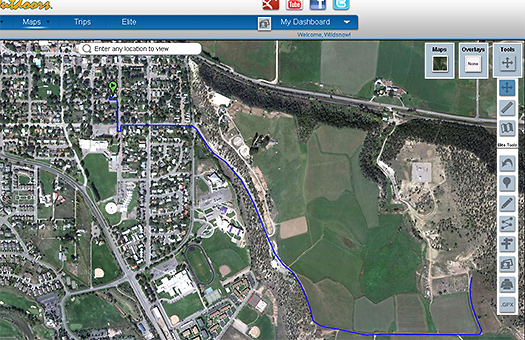 Trimble in route drawing mode, using Google sat view.