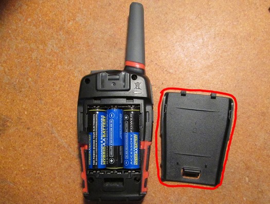 Battery case open (with our own hybrid AAs), no gasket but easy to access for swaps.