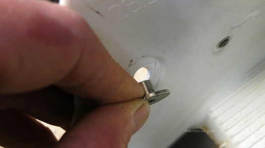 T-nut is inserted from the inside, OEM hole may be as large as needed but can be bored out to .375 inch if necessary.