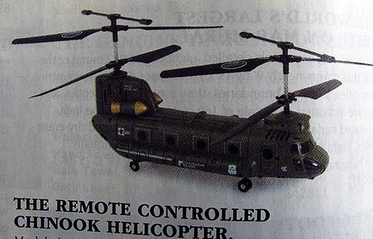 The remote control Chinook helicopter, what size?