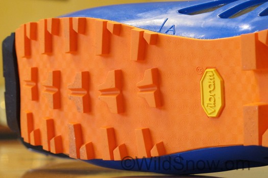 Scarpa says the sole has a texture designed to pick up less sticky snow. That one will be easy to test!