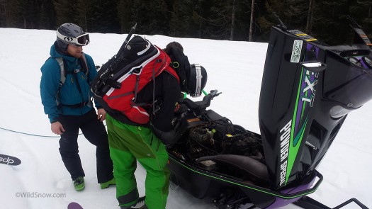 A ski trip with a snowmobile isn't complete without a little bit of sled issues.