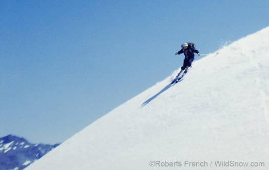 Briggs on descent during his and friends' 1958 first traverse of the Bugaboo mountains in Canada.