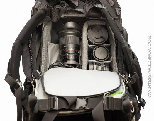 The padded insert helps organize and protect camera gear, and is removable when space for other gear is priority.