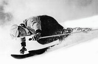 Sun Valley founding skier Florian Haemmerle, extreme vorlage circa 1938. (Ketchum Community Library)