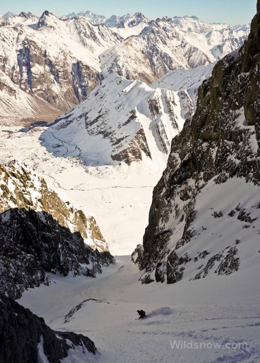 Skiing big couloirs with the Andes stretched out below just doesn't get old.