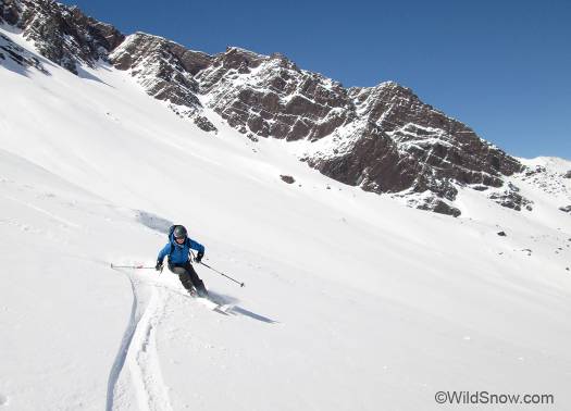 Karina skiing on Cerro Arenas, east of Santiago.