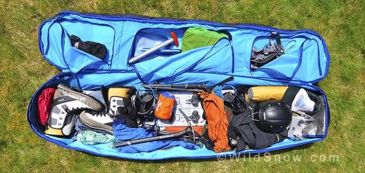 Here the bag is only packed to partial capacity. In South America we fit several pairs of skis and all of our mountaineering gear.