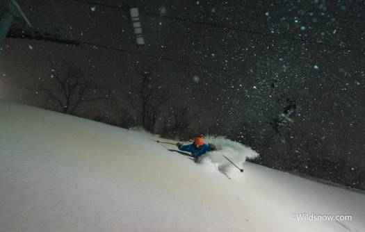 Although most of the resort was fairly tracked out, we did find a few pockets of nice pow. Here's Adam showing off.